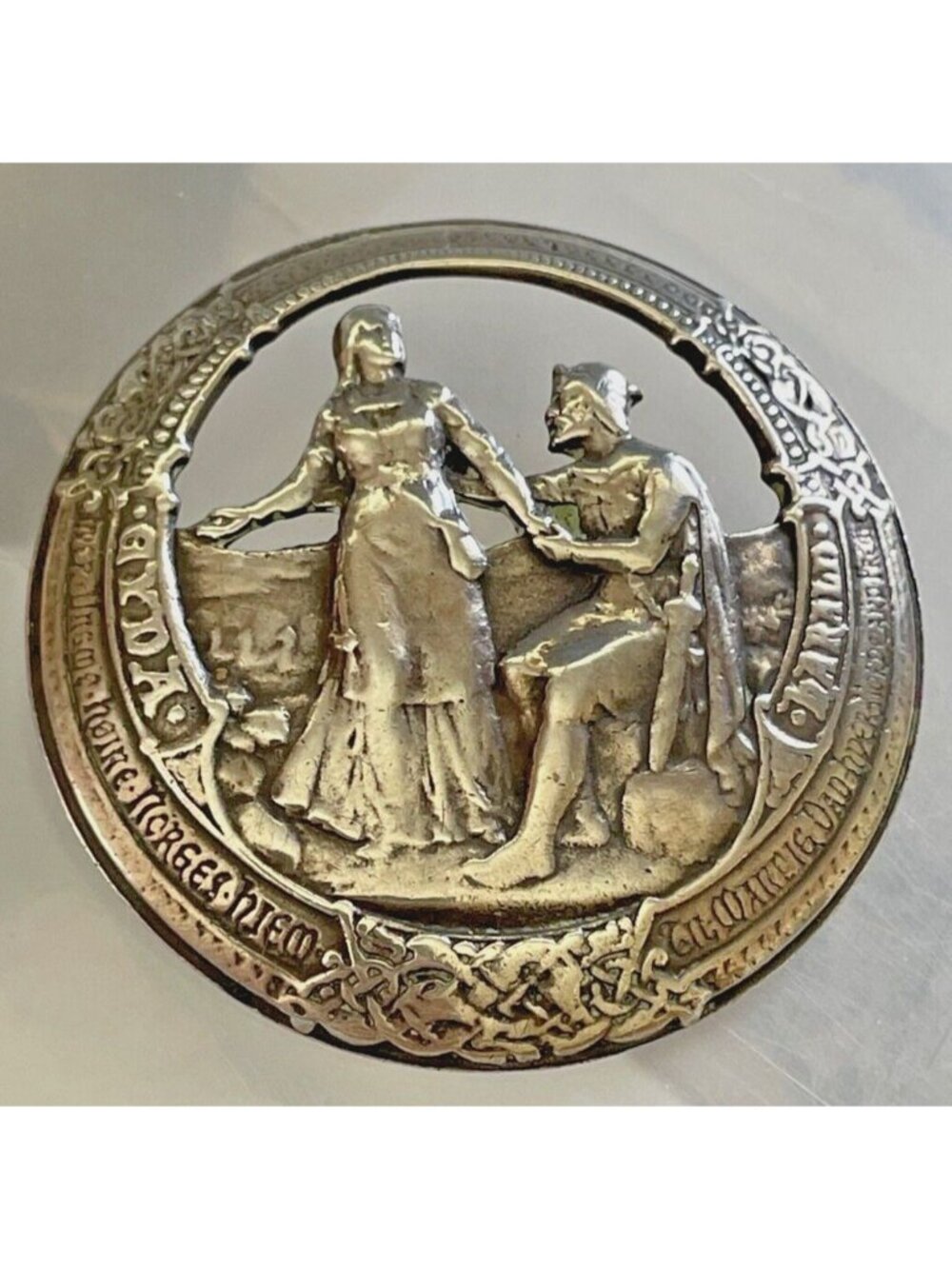 RARE Vintage Nils Erik Elvik Norwegian 830S Silver Harald Gyda Saga Brooch 2 1/8